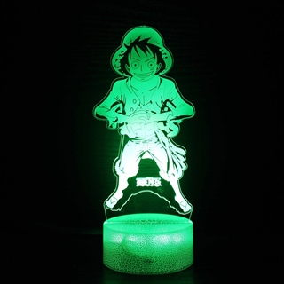 Monkey D. Luffy 3D lampe med 16 lysfarver - dæmpbar